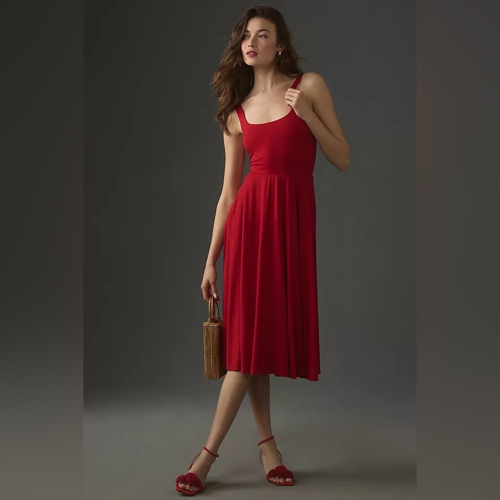 NWT Reformation Jeans Rou Knit Midi Dress in Red